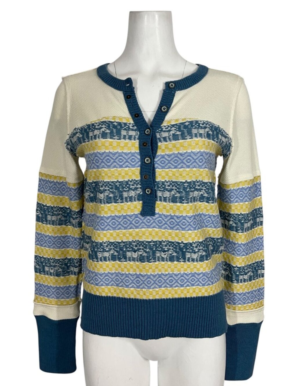 Free People We The Free To The Woods Henley Sweater S Light Combo Thermal - Picture 9 of 16